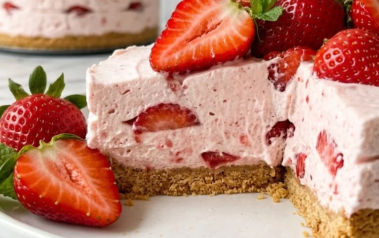 3 Ingredient No Bake Strawberry Cloud Cake