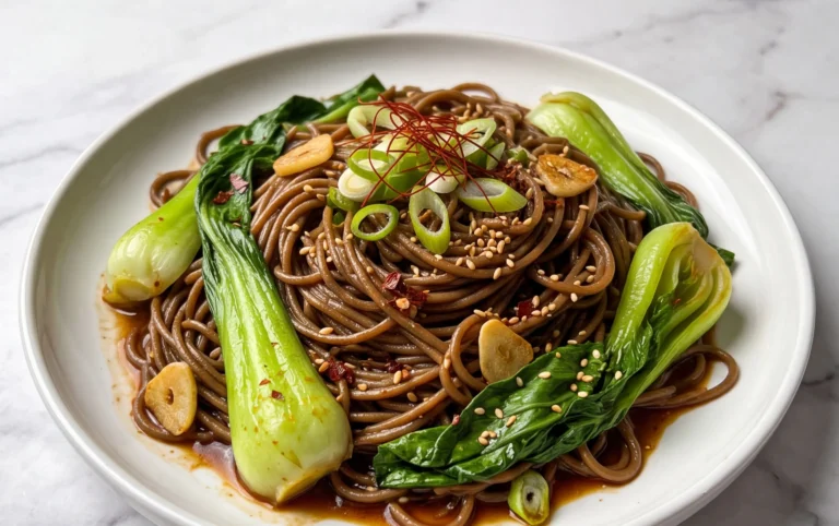 Spicy Garlic Soba Noodles with Bok Choy