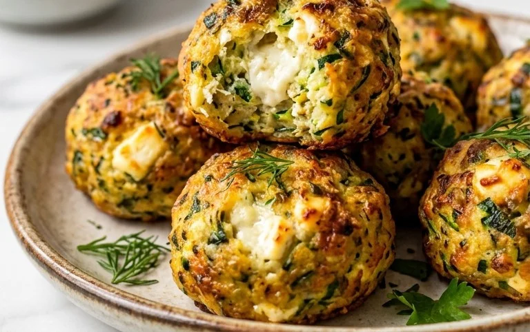 Knusprige Zucchini-Feta-Bällchen aus dem Ofen genießen!