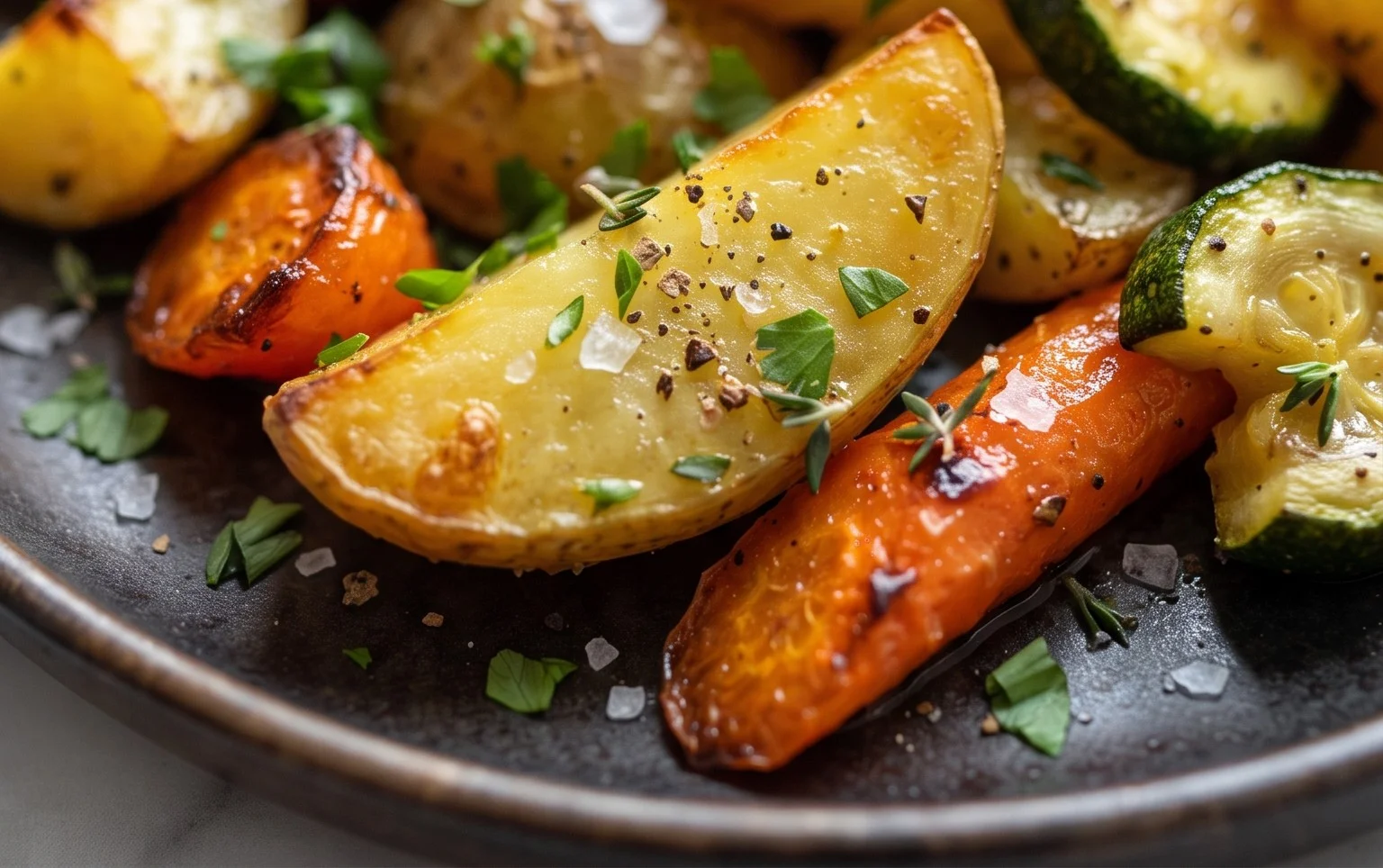Garlic Herb Roasted Potatoes Carrots and Zucchini
