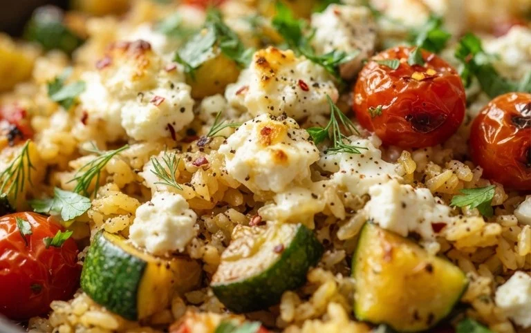 Zucchini-Reis-Pfanne mit Feta