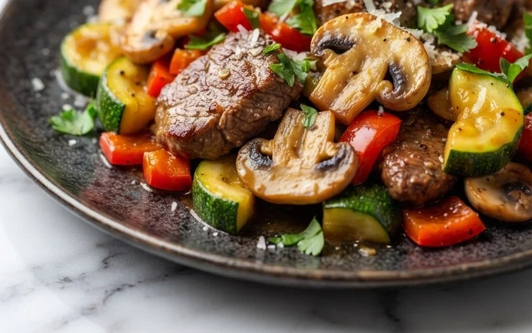 Zucchini-Cbeef hampignonpfanne