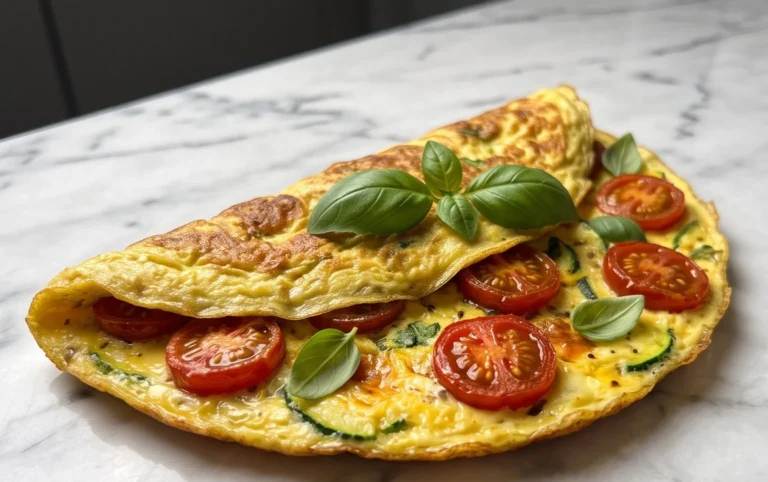 Zucchini-Omelett mit Tomaten und Basilikum