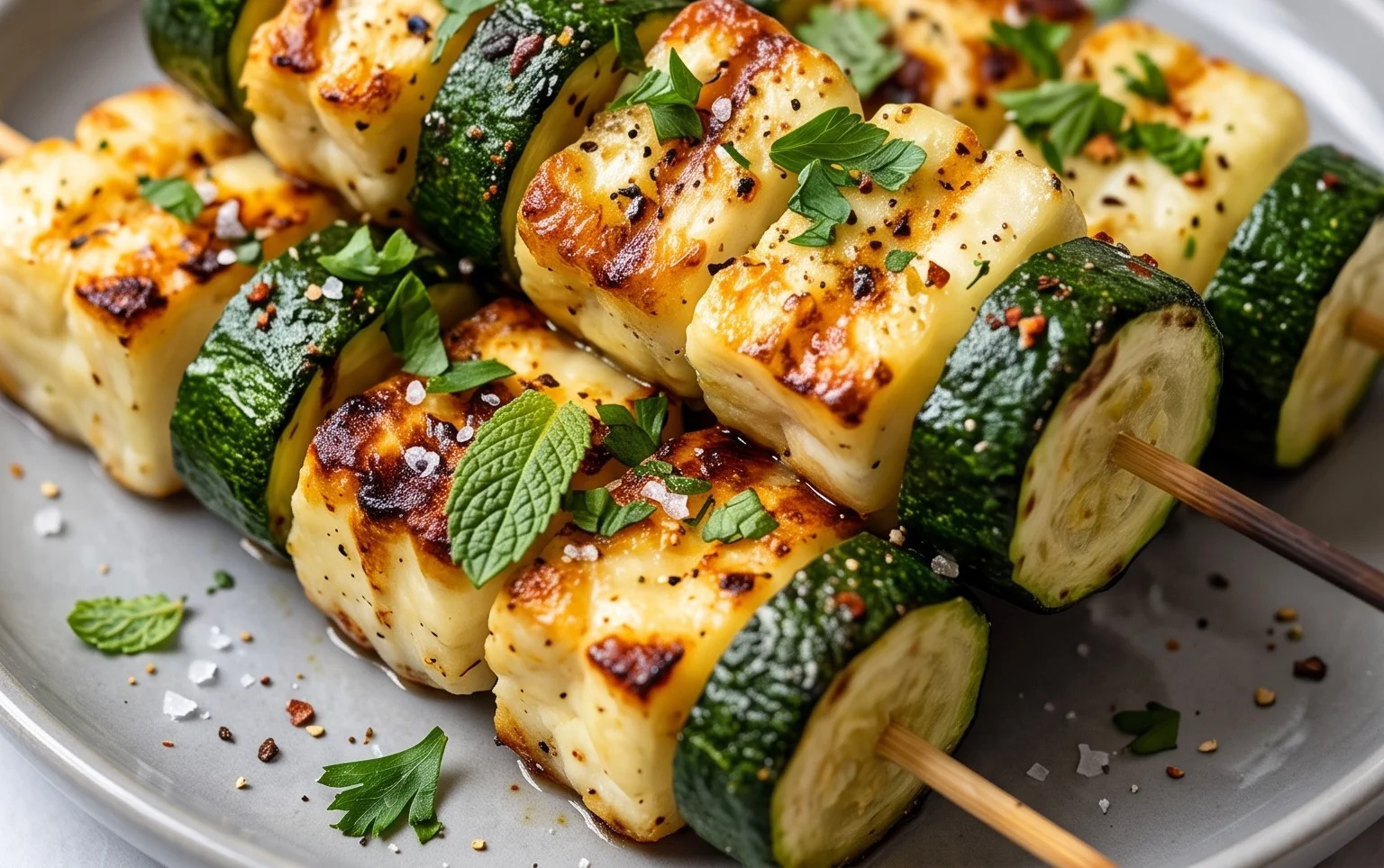 Halloumi Zucchini Spieße Vom Grill: Sommerlich, Lecker & Vegetarisch