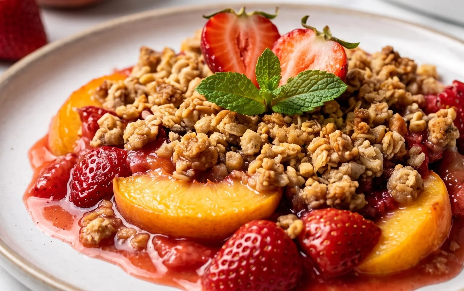 Peach & Strawberry Crisp