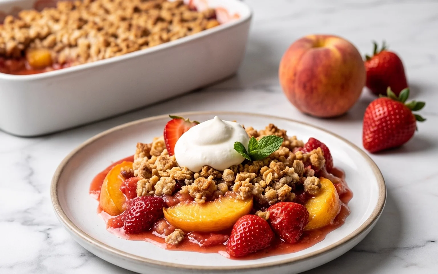 Peach & Strawberry Crisp